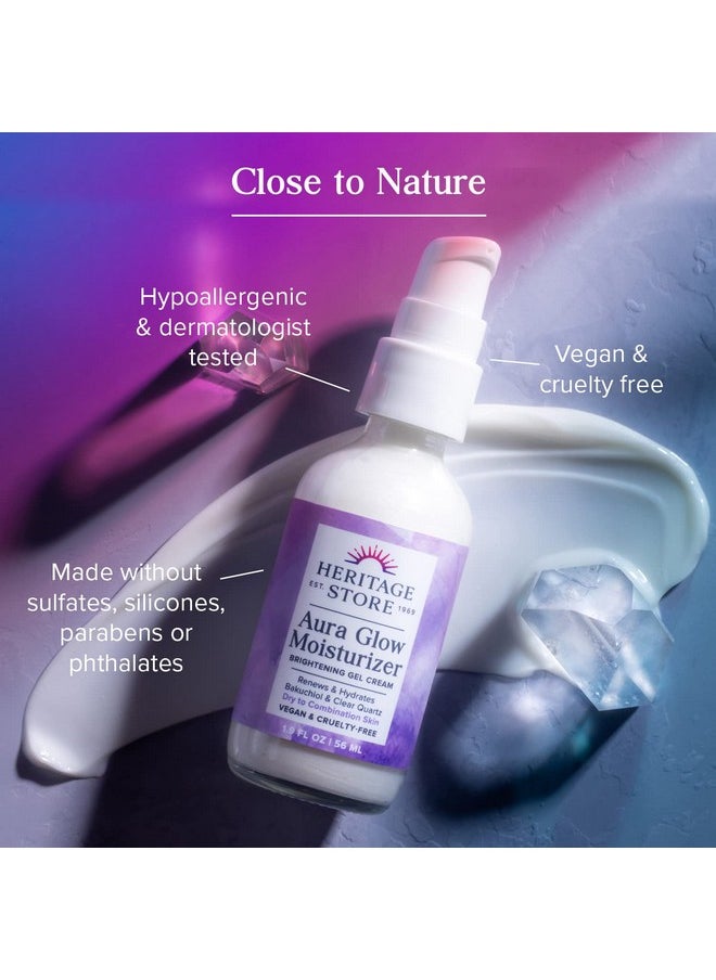 Heritage Store - Aura Glow Facial Moisturizer, Brightening Gel Cream, Dry Combination Skin Care, Hypoallergenic, Renews & Firms Skin’S Appearance, Adds Radiance W/Bakuchiol & Clear Quartz, Vegan 1.9Oz - Image 1