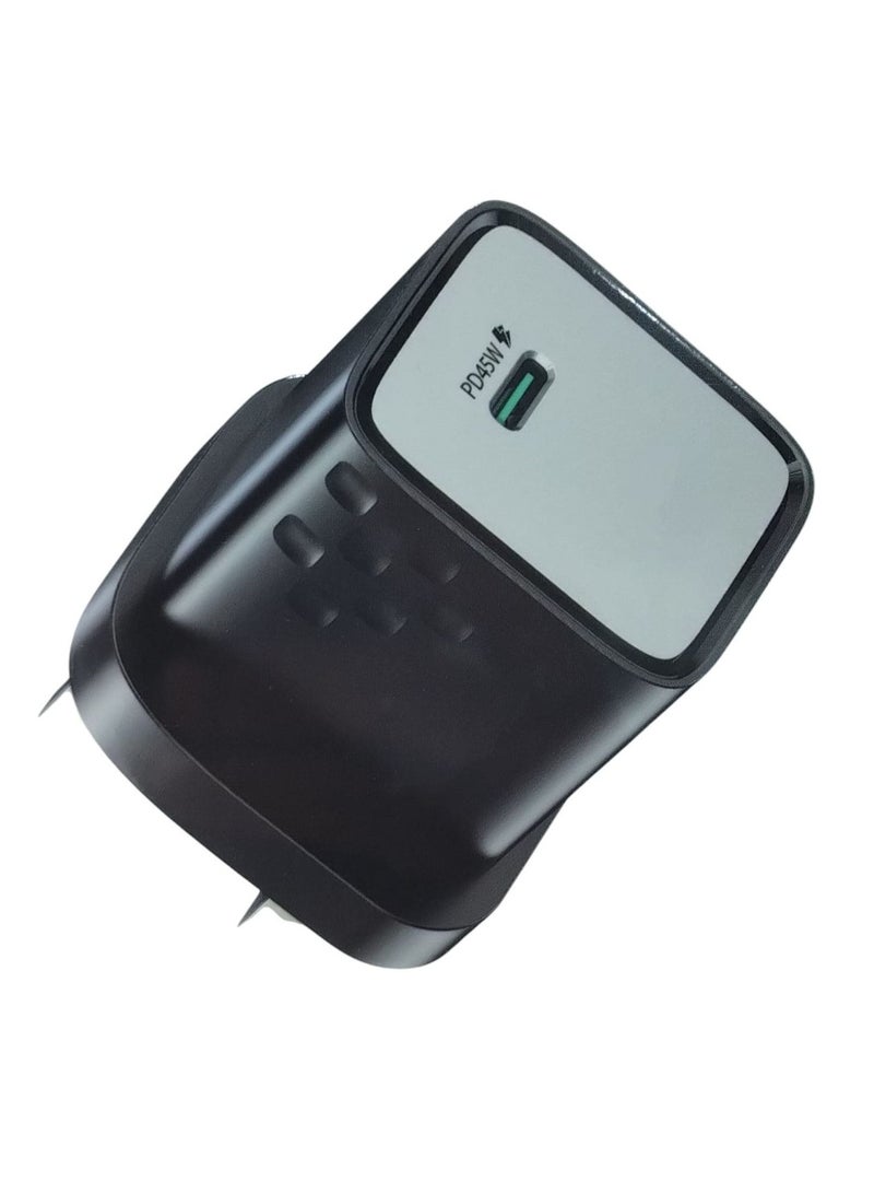 عام شاحن بقوة 45 وات سريع الشحن مع تقنية GAN مع كابل من النايلون المضفر تايب سي - Image 2