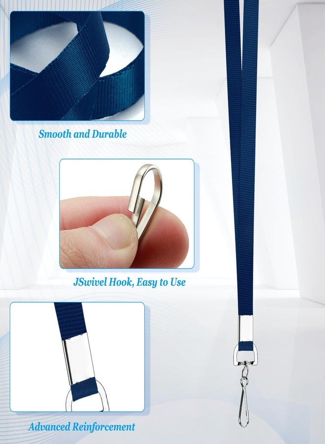 Maileto 50 Pack Bulk Lanyard for ID Badge Holder Durable Flat Lanyard with Swivel Hook and Badge Clip (Navy Blue) - Image 2