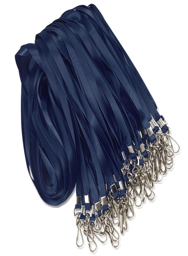 Maileto 50 Pack Bulk Lanyard for ID Badge Holder Durable Flat Lanyard with Swivel Hook and Badge Clip (Navy Blue) - Image 1