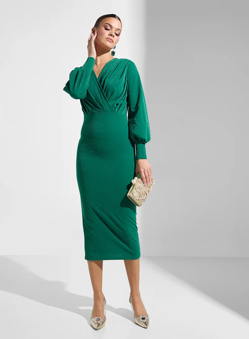 Ella Limited Edition Emerald Ruched Dress