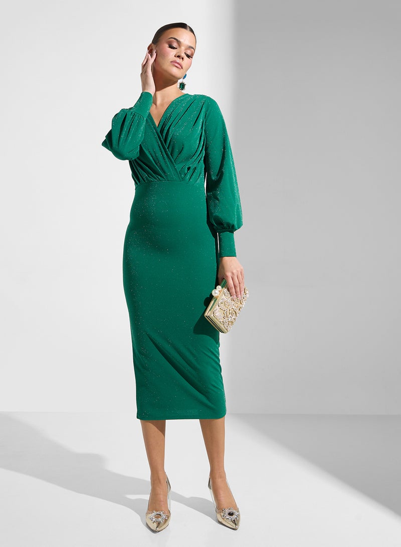 Ella Limited Edition Emerald Ruched Dress - Image 4