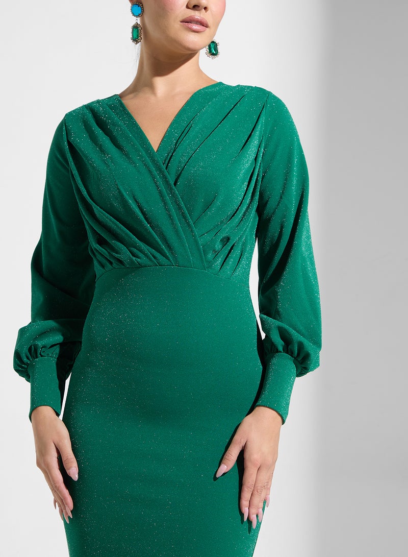 Ella Limited Edition Emerald Ruched Dress - Image 3