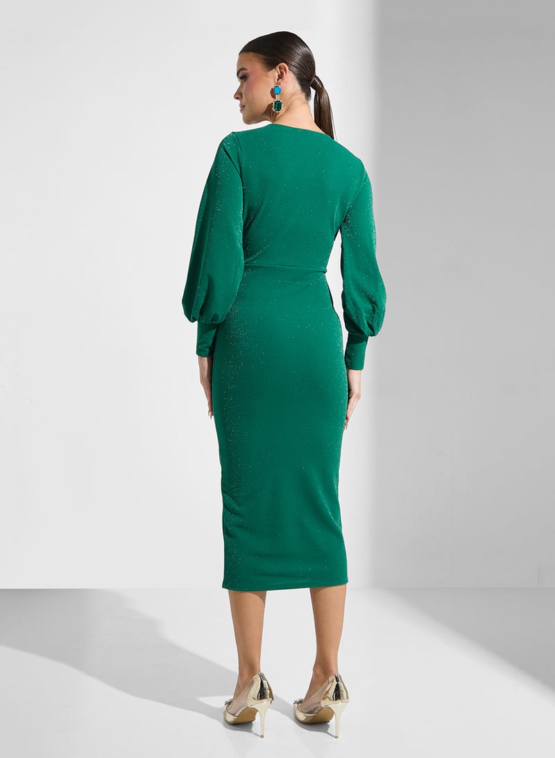 Ella Limited Edition Emerald Ruched Dress - Image 2