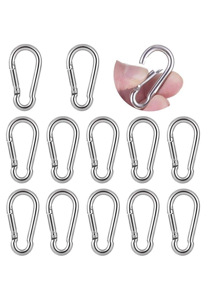 KASTWAVE M4 Carabiner Clip Hook, Heavy Duty Spring Snap, Small Stainless Steel Ring for Camping Fishing Hiking Traveling Climbing, Quick Link for Hammock, Key, Backpack, Dog Leash, Rope, Boat (12PCS)  - Image 1
