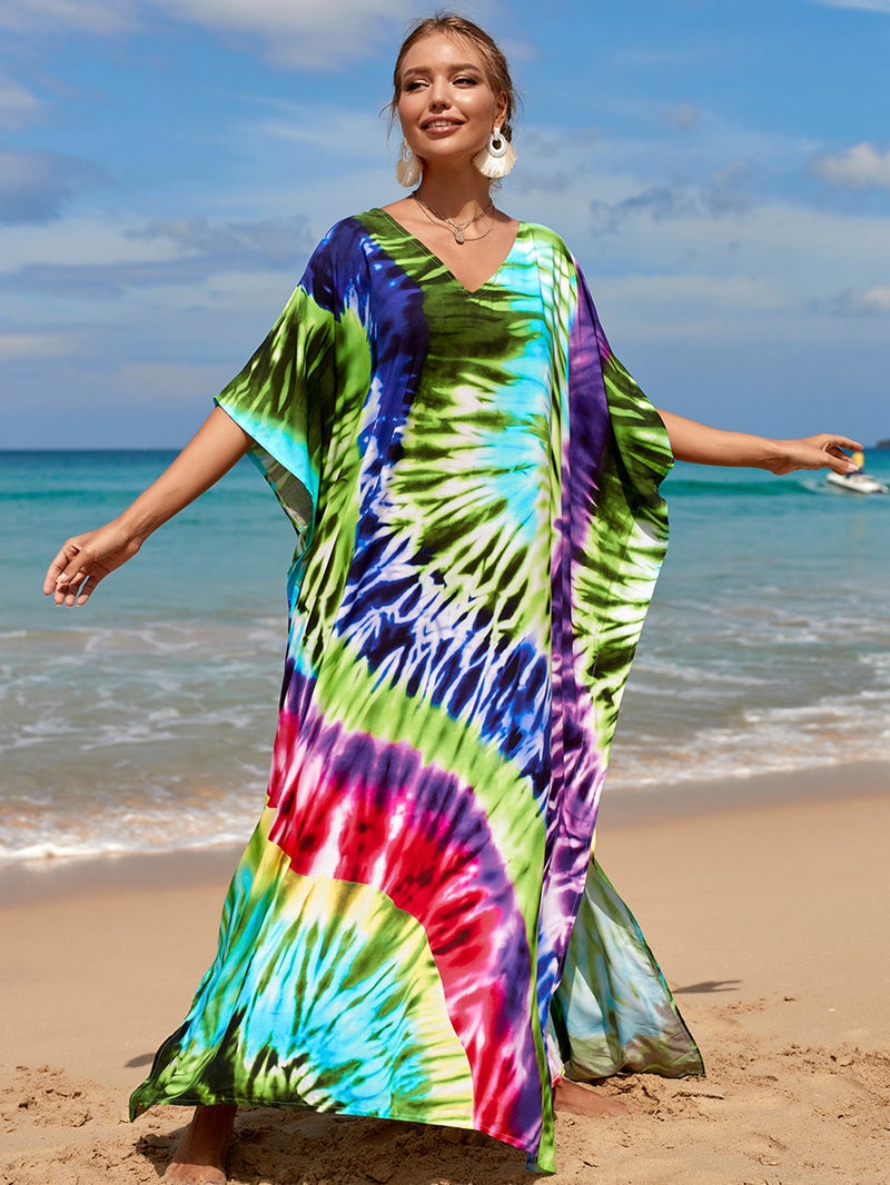 Womens Robe Skirt Long Dress Bikini Cover Up Beach Swimear Coverups Colours Printing Robes - Image 5