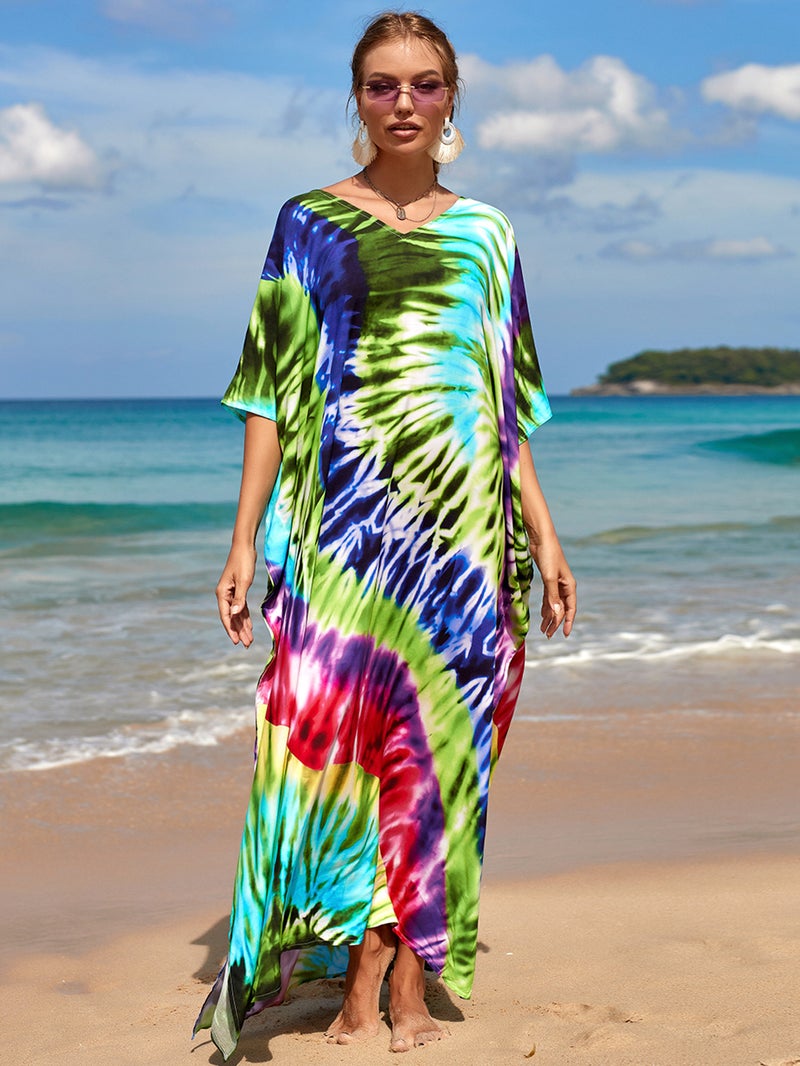 Womens Robe Skirt Long Dress Bikini Cover Up Beach Swimear Coverups Colours Printing Robes - Image 4