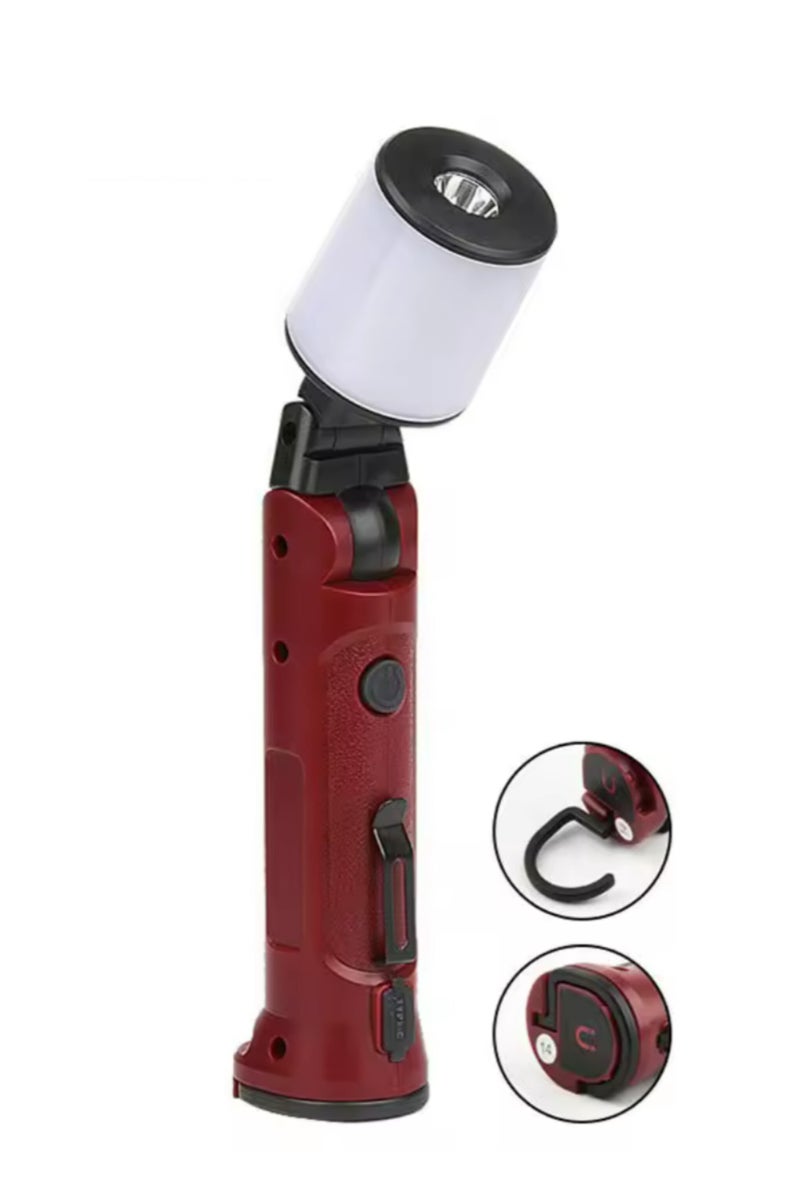 Portable Foldable USB Rechargeable LED Flashlight with Strong Magnetic Hook, Multi-Use for Camping, Work & Emergency - Image 1