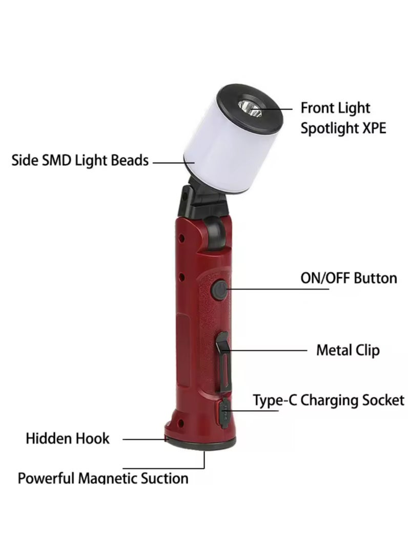 Portable Foldable USB Rechargeable LED Flashlight with Strong Magnetic Hook, Multi-Use for Camping, Work & Emergency - Image 4