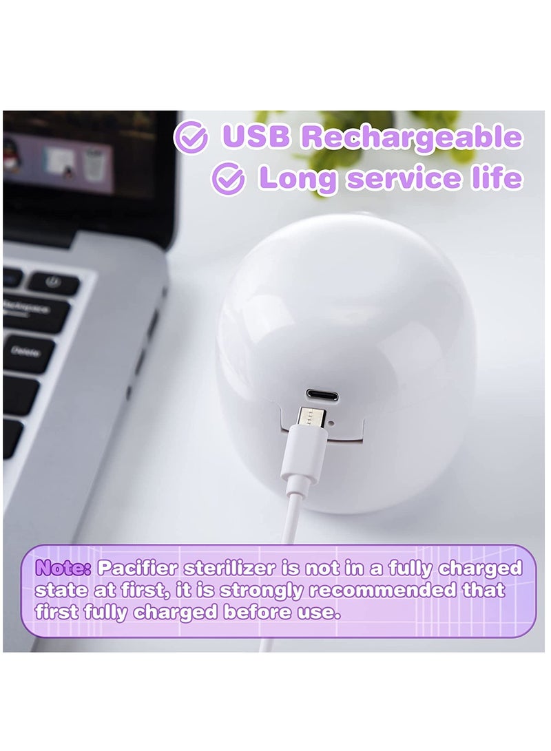 SOLARAE Portable Pacifier Sterilizer, Mini UV Light Sterilizer, 99.99% Sterilization in 3 Mins, USB Rechargeable, Mini UV-C Sanitizer Box for Baby Pacifier, Bottle Nipples, Teethers, Headphones, Keys (White) - Image 5