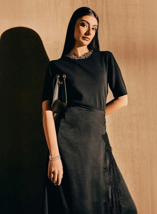 Iconic Iconic Regular Fit Peplum Top with Embellished Detail