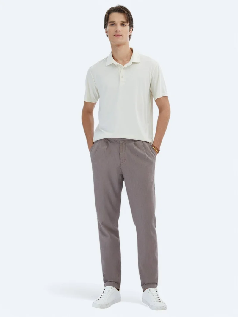 Kip Ecru Plain Recycled Polo Neck T-Shirt