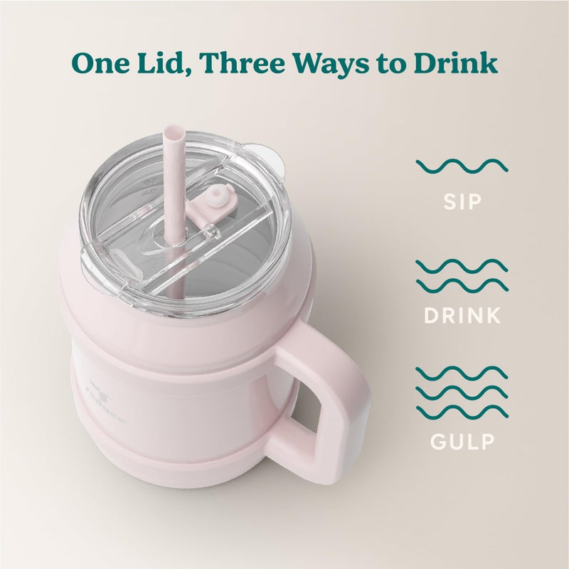 REDUCE Reusable 50 oz Cold1 Water Tumbler - Ergonomic Handle - Double-Wall Insulation - Sturdy Desktop/Tabletop Mug with Lid and Straw - BPA-Free - Stainless Steel for Gym  Home  or Office- Cotton - Image 4