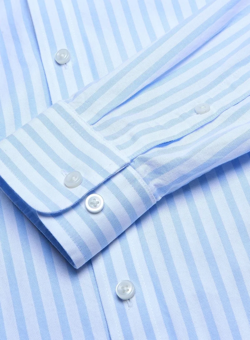 GIORDANO  Men’s Cotton Slim Oxford Shirt with Embroidery for Men | Best Price UAE