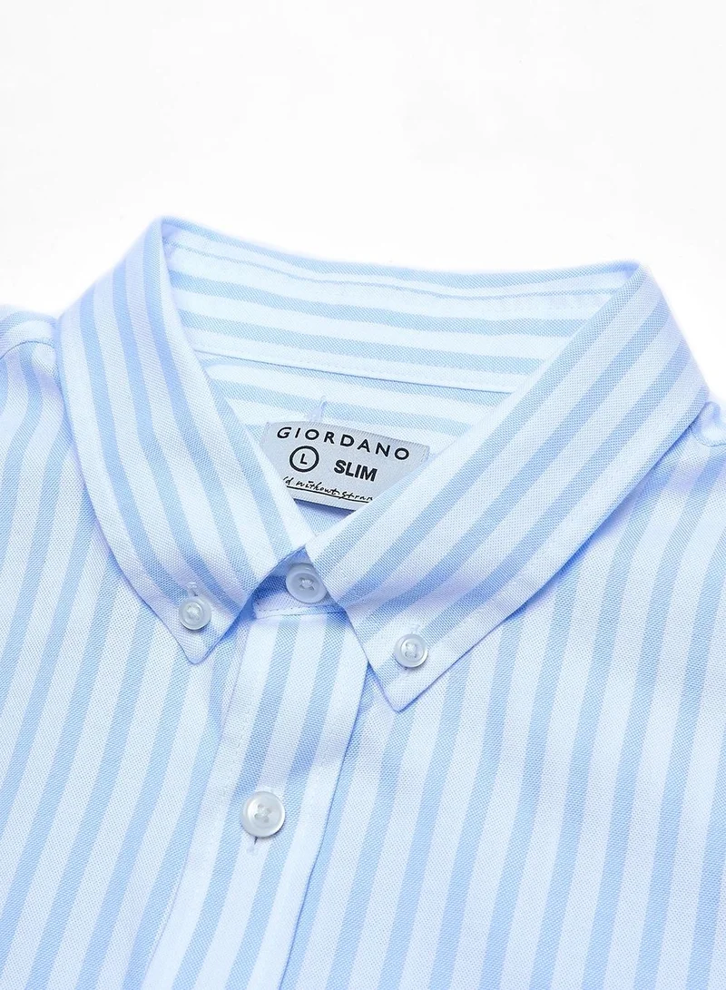 GIORDANO  Men’s Cotton Slim Oxford Shirt with Embroidery for Men | Best Price UAE