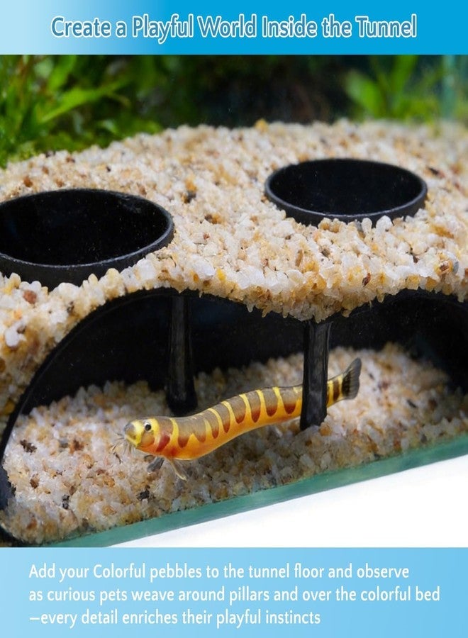 NUPICK Black Underground Aquarium Cave Tunnel, PETG 3D Printed Fish Tank Cave Hideout with Smooth Surface, Two-Hole Aquarium Tunnel, Fish Tank Decor for Bettas, Shrimp, Corys, Loaches, Guppie, Snails - Image 5