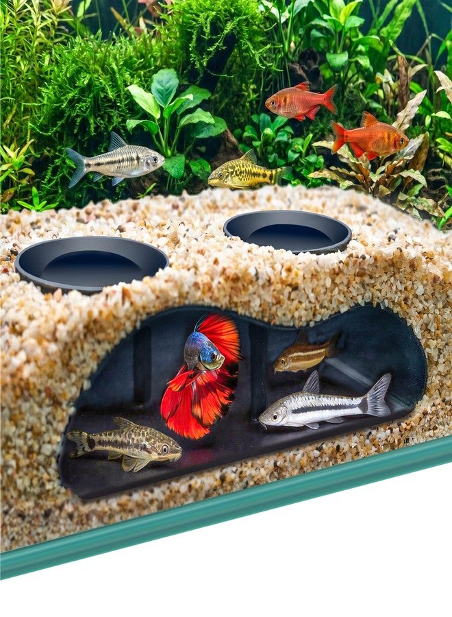 NUPICK Black Underground Aquarium Cave Tunnel, PETG 3D Printed Fish Tank Cave Hideout with Smooth Surface, Two-Hole Aquarium Tunnel, Fish Tank Decor for Bettas, Shrimp, Corys, Loaches, Guppie, Snails - Image 1
