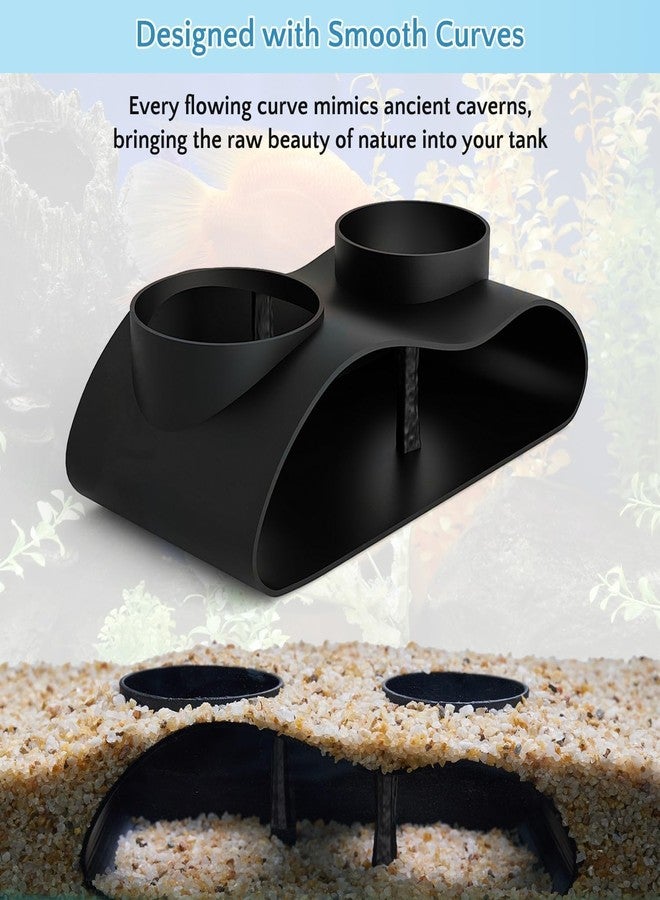 NUPICK Black Underground Aquarium Cave Tunnel, PETG 3D Printed Fish Tank Cave Hideout with Smooth Surface, Two-Hole Aquarium Tunnel, Fish Tank Decor for Bettas, Shrimp, Corys, Loaches, Guppie, Snails - Image 3