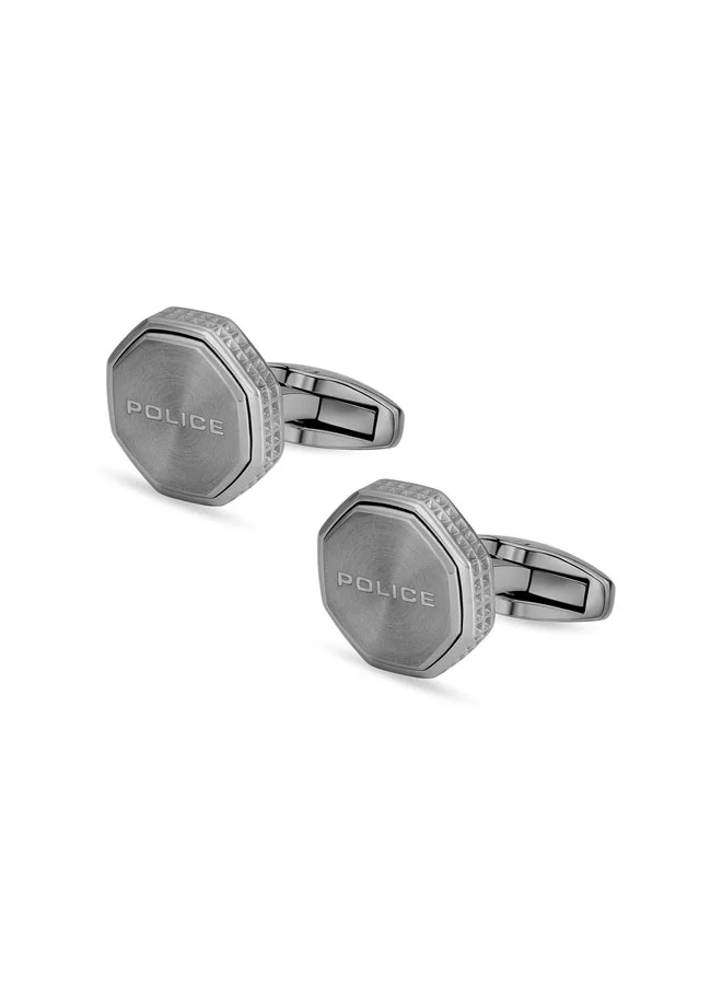 POLICE Octo Grey Angled Cufflinks for Men