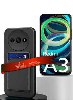 Wtech Silicone TPU With Card Holder Case Cover For Xiaomi Redmi A3 4G 2024 Black  - Image 1