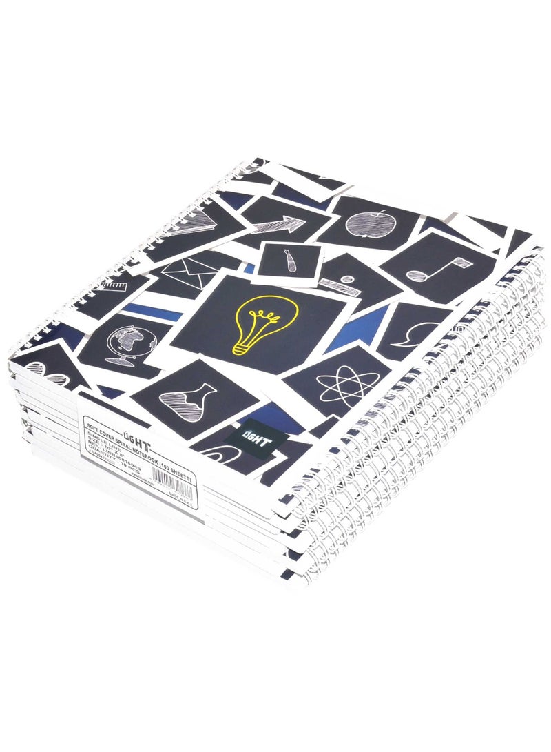 FIS LIGHT Pack of 10   Spiral Soft Cover Notebook, Single Line , 10X8 Inches (25.4 X 20.32 Cm) 100 Sheets -LINB1081604S - Image 1
