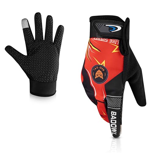 BADOWL Motoflex Bike Riding Gloves for Men and Women – Full Finger Hand Protection, Non-Slip Grip, Breathable Fabric, Suitable for Cycling, Motorbike and Outdoor Sports (Red, M) - Image 1