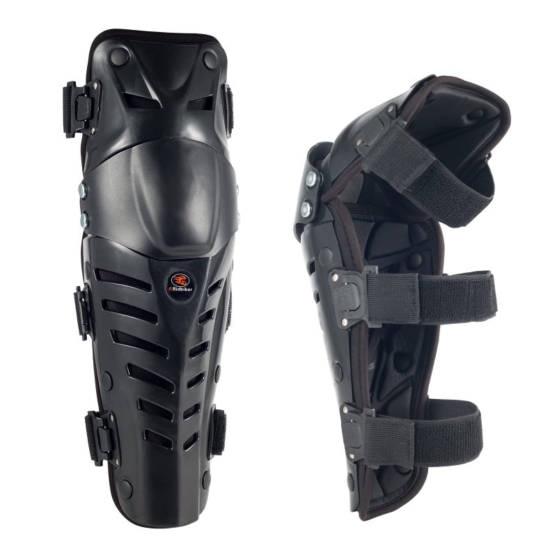 Motorcycle Shin Guards Protective Gear Leg Armor Dual Axis Pivoting Knee Hard Collision Avoidance Knee Shin Guard Add Impact Foam (Regular, Black)