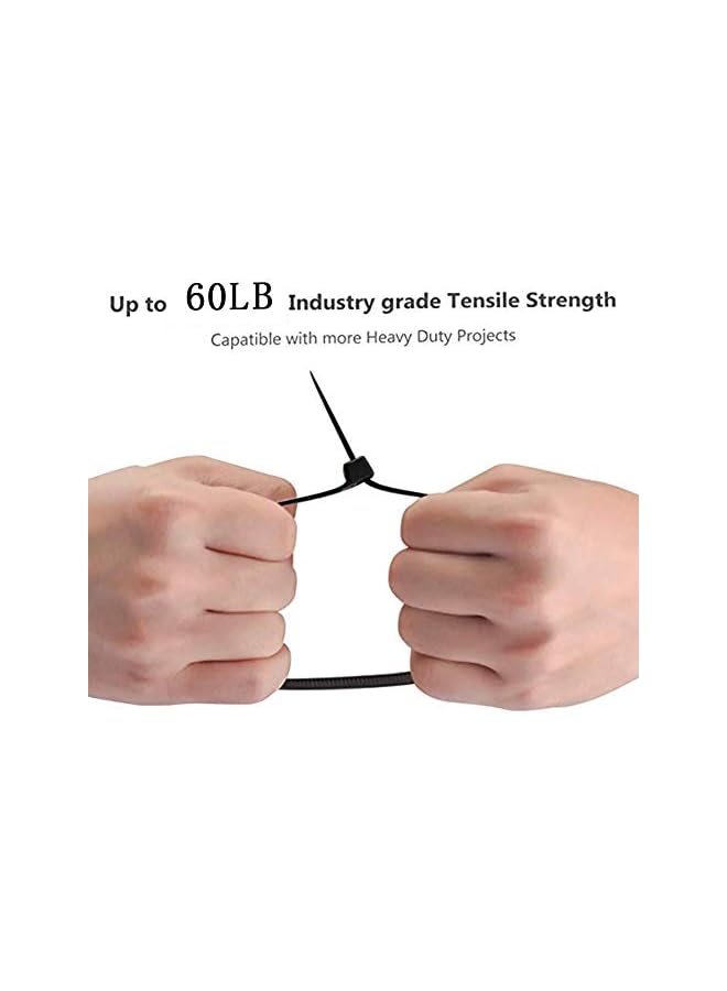 S-TOP Zip ties 12 inch Black small Nylon Cable ties 100 per pack for Indoor and Outdoor Uses 3 latches for stronger locks With 60 Pounds Tensile Strength - Image 3