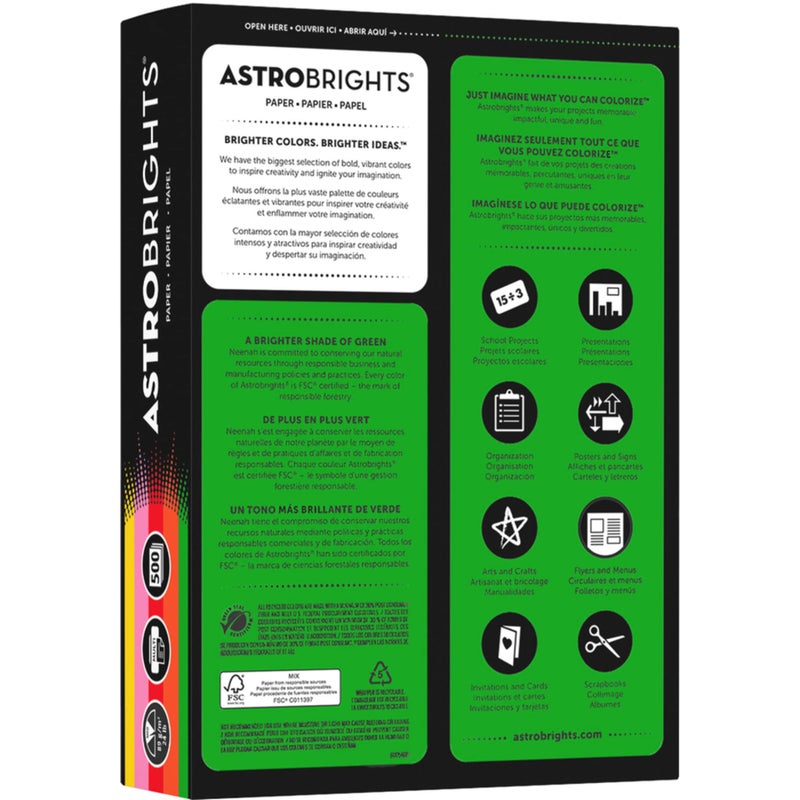 Astrobrights Bright Color Paper, Wausau AstrobrightsÂ®, Letter Paper Size, 24 Lb, Assorted Colors, Ream Of 500 Sheets - Image 5