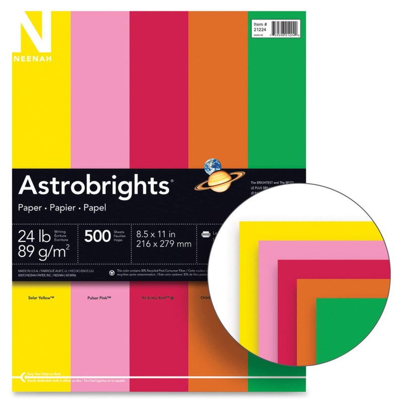 Astrobrights Bright Color Paper, Wausau AstrobrightsÂ®, Letter Paper Size, 24 Lb, Assorted Colors, Ream Of 500 Sheets - Image 4