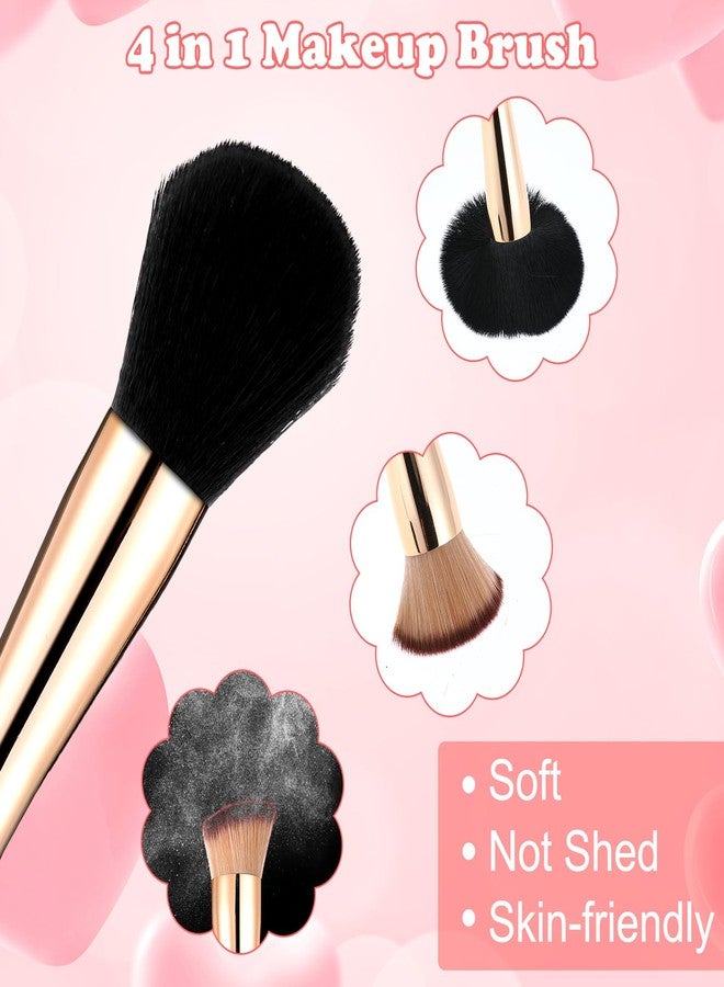 Yolev Travel Makeup Brush Set 4 In 1 Makeup Brush With Case Dual Ended Mini Travel Size Makeup Brushes Foundation/Blush Brush Eyeshadow Brush Concealer Brush for Cosmetic Make Up (Gold) - Image 4