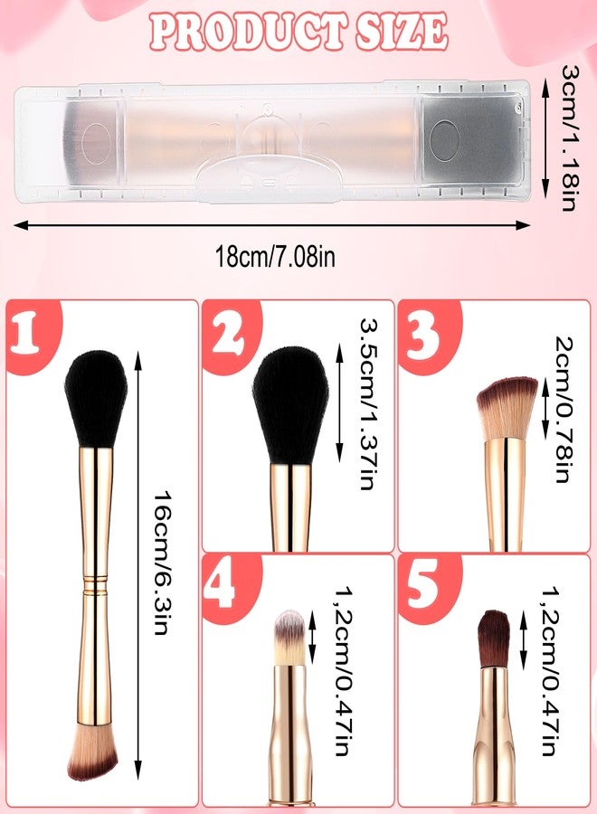 Yolev Travel Makeup Brush Set 4 In 1 Makeup Brush With Case Dual Ended Mini Travel Size Makeup Brushes Foundation/Blush Brush Eyeshadow Brush Concealer Brush for Cosmetic Make Up (Gold) - Image 2
