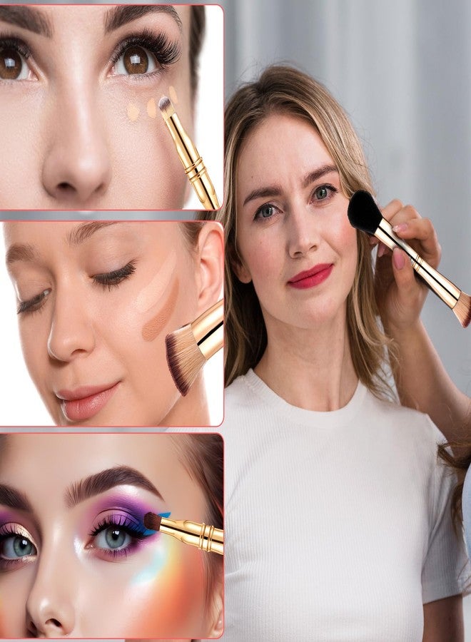 Yolev Travel Makeup Brush Set 4 In 1 Makeup Brush With Case Dual Ended Mini Travel Size Makeup Brushes Foundation/Blush Brush Eyeshadow Brush Concealer Brush for Cosmetic Make Up (Gold) - Image 5