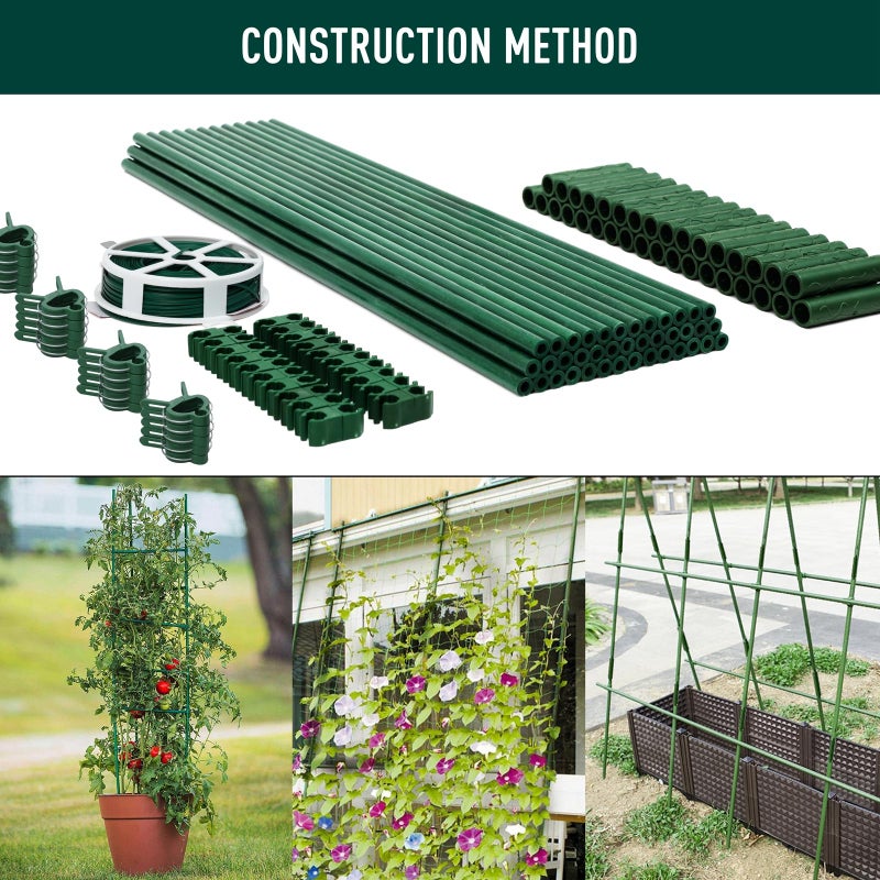 MAXPACE 125pcs Garden Stakes Kit: Includes 40 Sets of Fiberglass Plant Sticks Supports & Accessories for DIY 4ft, 5ft, 6ft, 7ft Stakes for Tomato, Vegetables, Indoor & Outdoor Gardening Supplies - Image 5