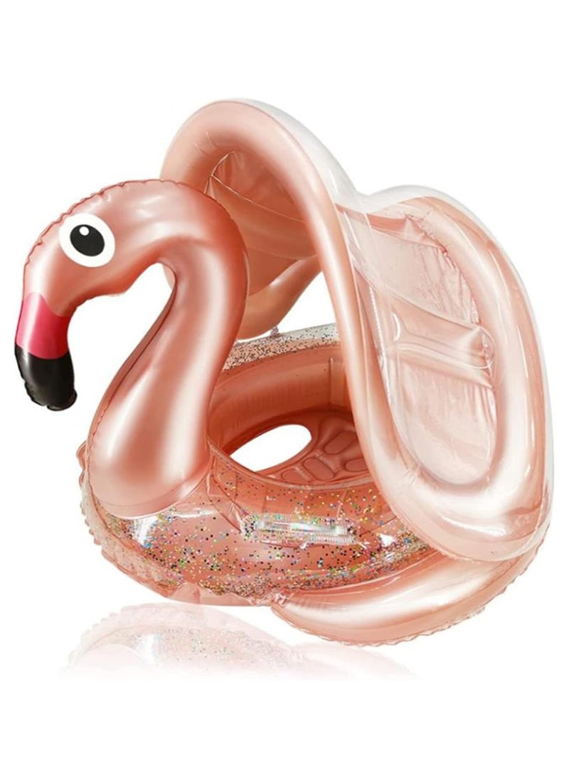 TOMSHOO Baby Pool Float with Canopy Baby Swim Float Inflatable Swimming Ring with Adjustable Sun Protection Canopy Toddler Floaties with Seat and Handle Water Toys for Age 6-36 Months - Image 1