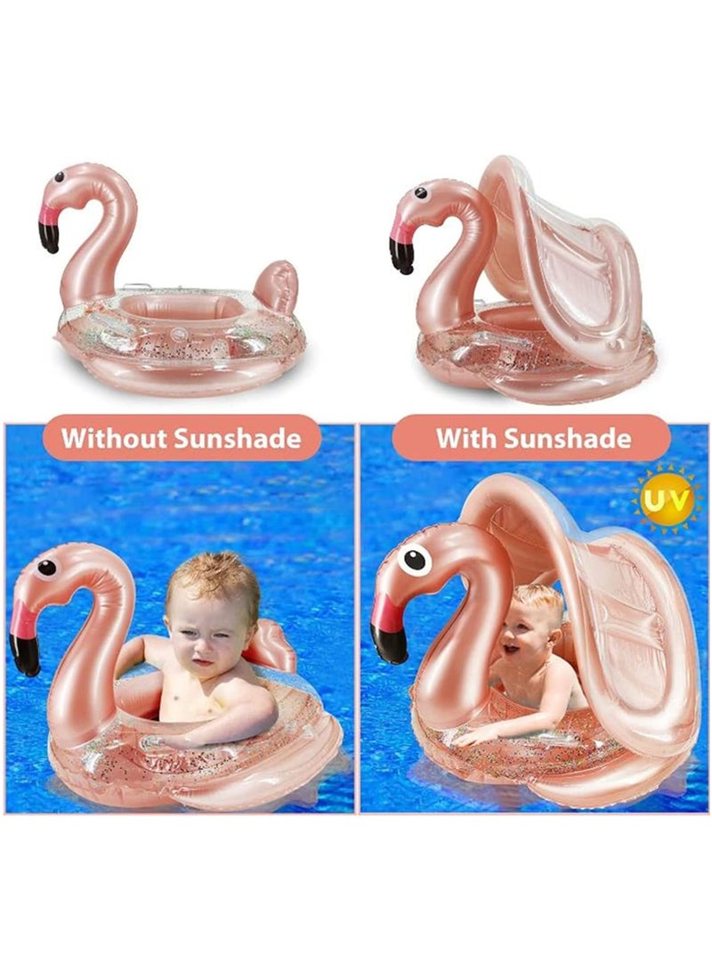 TOMSHOO Baby Pool Float with Canopy Baby Swim Float Inflatable Swimming Ring with Adjustable Sun Protection Canopy Toddler Floaties with Seat and Handle Water Toys for Age 6-36 Months - Image 2