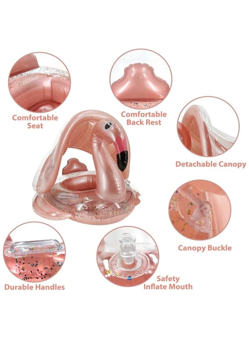 TOMSHOO Baby Pool Float with Canopy Baby Swim Float Inflatable Swimming Ring with Adjustable Sun Protection Canopy Toddler Floaties with Seat and Handle Water Toys for Age 6-36 Months - Image 4