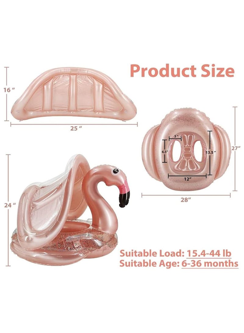 TOMSHOO Baby Pool Float with Canopy Baby Swim Float Inflatable Swimming Ring with Adjustable Sun Protection Canopy Toddler Floaties with Seat and Handle Water Toys for Age 6-36 Months - Image 5