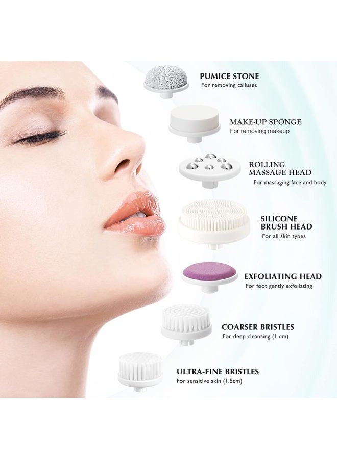 COSLUS Facial Cleansing Brush Silicone Face Scrubber: 7 in 1 FBS-D Electric Exfoliating Rotating Massage Device Waterproof Deep Cleaning Exfoliation Spa Machine - Electronic Skin Care Wash System  - Image 4