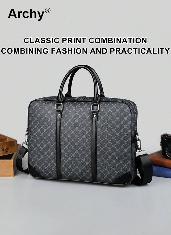 Archy Men's Textured Briefcase - Multi-Way Messenger Bag with Laptop Compartment, Scratch-Resistant & Water-Repellent for Work & Travel  - Image 1