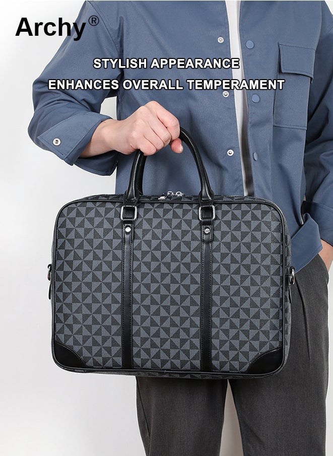 Archy Men's Textured Briefcase - Multi-Way Messenger Bag with Laptop Compartment, Scratch-Resistant & Water-Repellent for Work & Travel  - Image 2