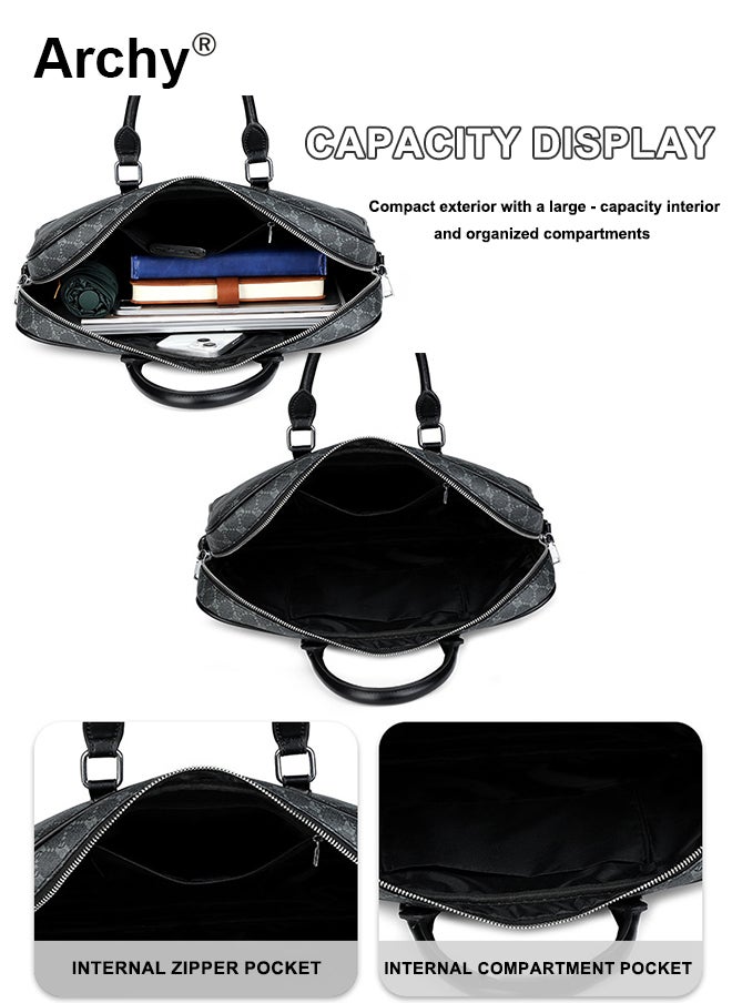 Archy Men's Textured Briefcase - Multi-Way Messenger Bag with Laptop Compartment, Scratch-Resistant & Water-Repellent for Work & Travel  - Image 5