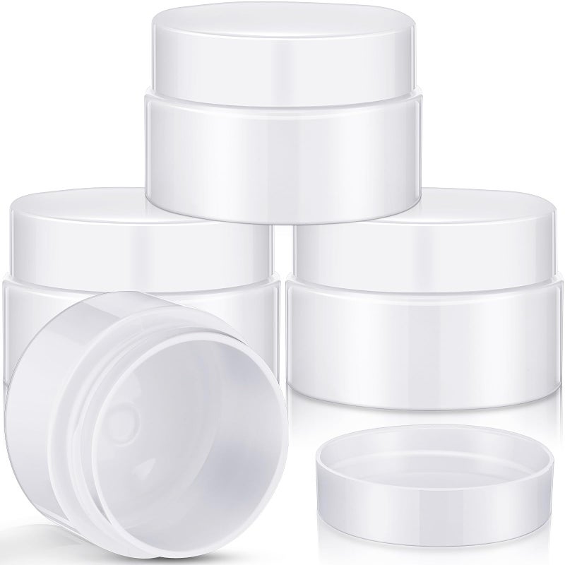 Patelai 4 Pieces Round Wide-mouth Leak Proof Plastic Container Jars with Lids for Travel Storage Makeup Beauty Products Face Creams Oils Salves Ointments DIY Making(1 Ounce,Pure White) - Image 1