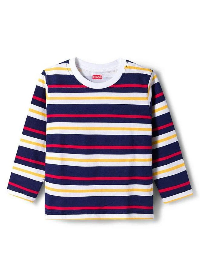 Babyhug Babyhug 100% Cotton Full Sleeves T-Shirts with Text Print (Pack of 3) - Red & Blue