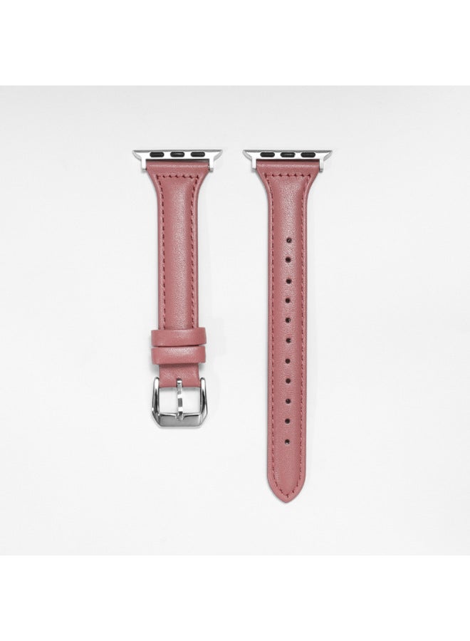 MSSM حزام مناسب لساعة آبل الذكية iWatch 4/5/6/7/8/ألترا، من الجلد الطبيعي عالي الجودة، تصميم نحيف وأنيق خاص بالرجال، مشبك خفيف الوزن - Image 1