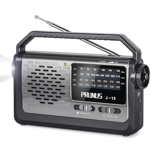 PRUNUS NOAA Weather AM FM Portable Radio,Battery Operated Radio by 3X D Cell Batteries or AC Power with Best Reception,Flashlight, Earphone Jack for Emergency Household&Outdoor,Plug in Wall by J15WB - Image 1