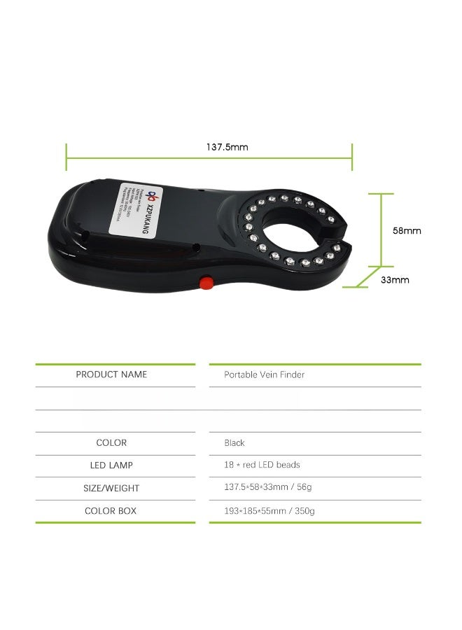 جهاز تصوير الأوردة بتقنية LED جديد للبالغين، كاشف متطور للأوردة، مناسب لجميع الأعمار وألوان البشرة، محدد للأوردة، مراقب للأوردة، مناسب للأطباء والمستشفيات والعيادات (تقنية LED عالية الكثافة). أسود. - Image 3