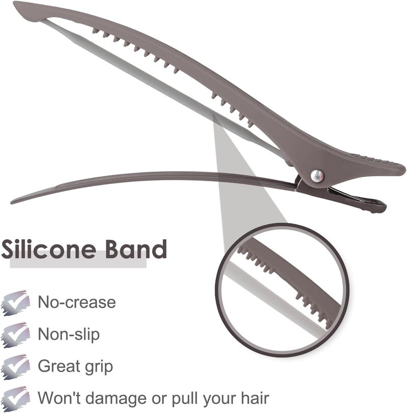 AIMIKE 6pcs Hair Styling Clips - Salon Sectioning & Cutting Clips with Silicone Band, No Crease Duck Billed Design - Image 3