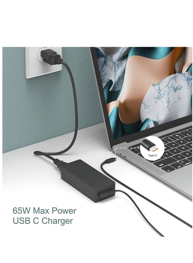 شاحن لاب توب يونيفرسال 65 وات 45 وات USB C بديل لشاحن Lenovo Thinkpad Yoga Chromebook HP Acer Asus Samsung Mac book pro Dell Chromebook Latitude xps 13 Series Fast Type C AC Adapter Power Cord Supply - Image 2