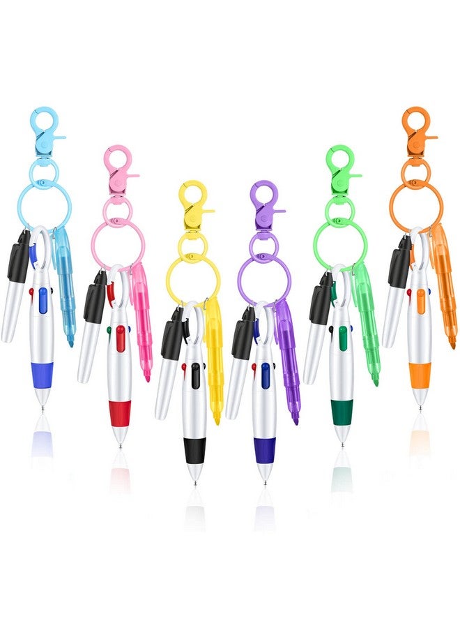Fainne Mini Highlighter Nurse Pen Pack Set Nurse Pens For Badge Include Tip Highlighter Permanent Marker Pen Retractable Ball Pen With Nursing Keychain Clip (6)  - Image 1